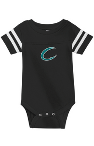 Infant Football Fine Jersey Bodysuit / Black/ White / Coastal Crushers Baseball