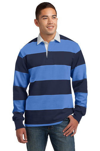 Long-sleeved Polo Shirt - Dark blue/striped - Ladies