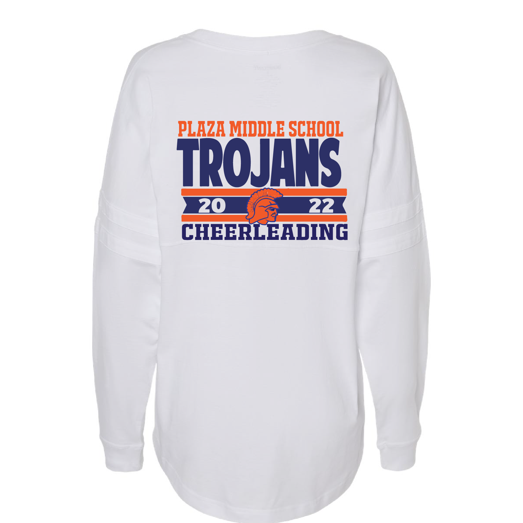 Women's Jersey Pom Pom Long Sleeve T-Shirt / White / Plaza Middle Cheer