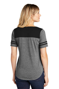 Ladies Tri-Blend Wicking Fan Tee / Black/Dark Grey Heather / Hickory Middle School Soccer