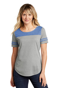 Ladies Tri-Blend Wicking Fan Tee / True Blue Heather / Old Donation School Staff