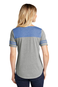 Ladies Tri-Blend Wicking Fan Tee / True Blue Heather / Old Donation School Staff