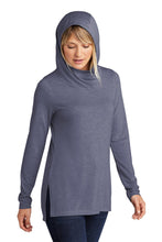 Ladies Tri-Blend Wicking Long Sleeve Hoodie / True Navy Heather / Grassfield Elementary School Staff