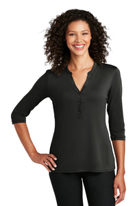 Ladies UV Choice Pique Henley / Black / North Landing Elementary School Staff