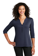 Ladies UV Choice Pique Henley / Navy / Walnut Grove Elementary School Staff