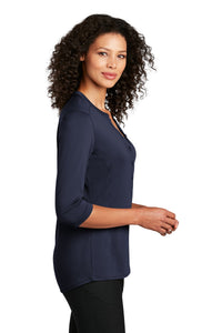 Ladies UV Choice Pique Henley / Navy / Walnut Grove Elementary School Staff