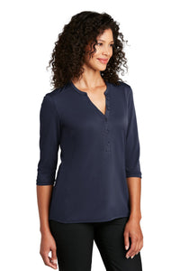 Ladies UV Choice Pique Henley / Navy / Landstown Middle School Staff