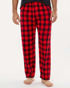 Cotton Tee and Flannel Pants Pajamas (Youth & Adult) / Black / Red & Black Buffalo / North Landing Elementary School