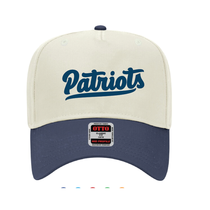 5 Panel Mid Profile Baseball Cap  / Navy & Naural / First Colonial High School