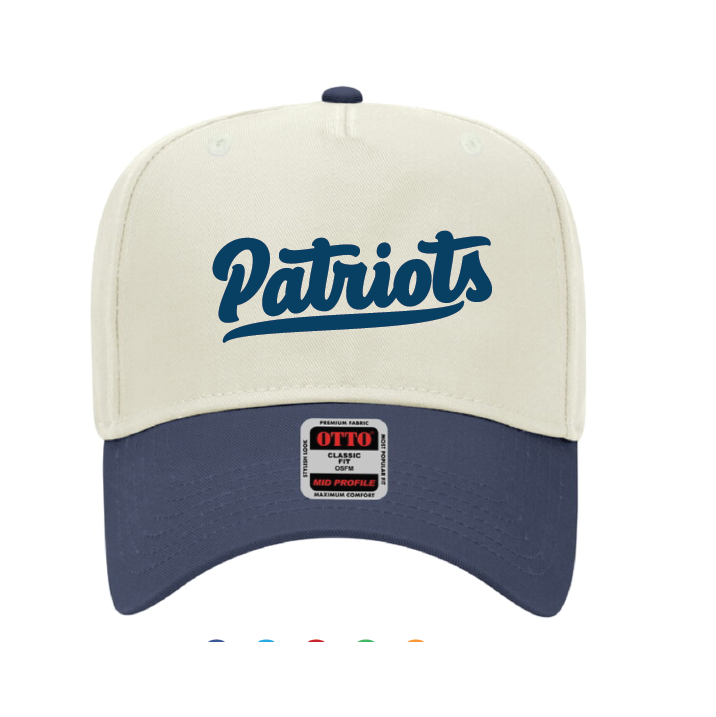 5 Panel Mid Profile Baseball Cap  / Navy & Naural / First Colonial High School
