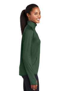 Ladies Stretch 1/2-Zip Pullover / Forest Green / Cox High School Tennis