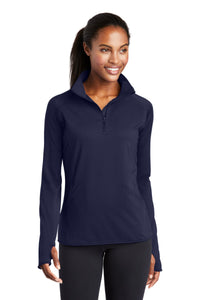 Ladies Stretch 1/2-Zip Pullover / Navy / Wahoos Baseball