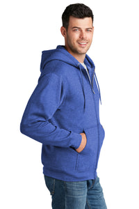 Fleece Full-Zip Hooded Sweatshirt / Heather Royal / Plaza Middle School Track