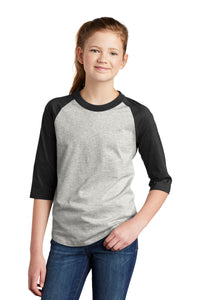 Youth Colorblock Raglan Jersey / Heather Grey/ Black / Bayside Sixth Grade Campus