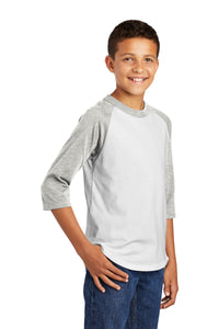 Youth Colorblock Raglan Jersey / White/Grey Heather / Star Of The Sea