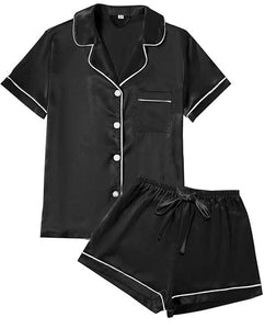 Womens Satin Silky Pajama Sets Short Sleeve Sleepwear/ 5 Colors / Custom Shop