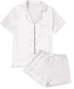 Womens Satin Silky Pajama Sets Short Sleeve Sleepwear/ 5 Colors / Custom Shop