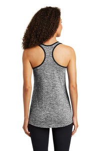 Ladies PosiCharge Electric Heather Racerback Tank / Black / Cheshire Forest Swim Team