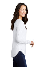 Ladies Long Sleeve Tri-Blend Wicking Scoop Neck Raglan Tee / White / Hickory Middle School Soccer