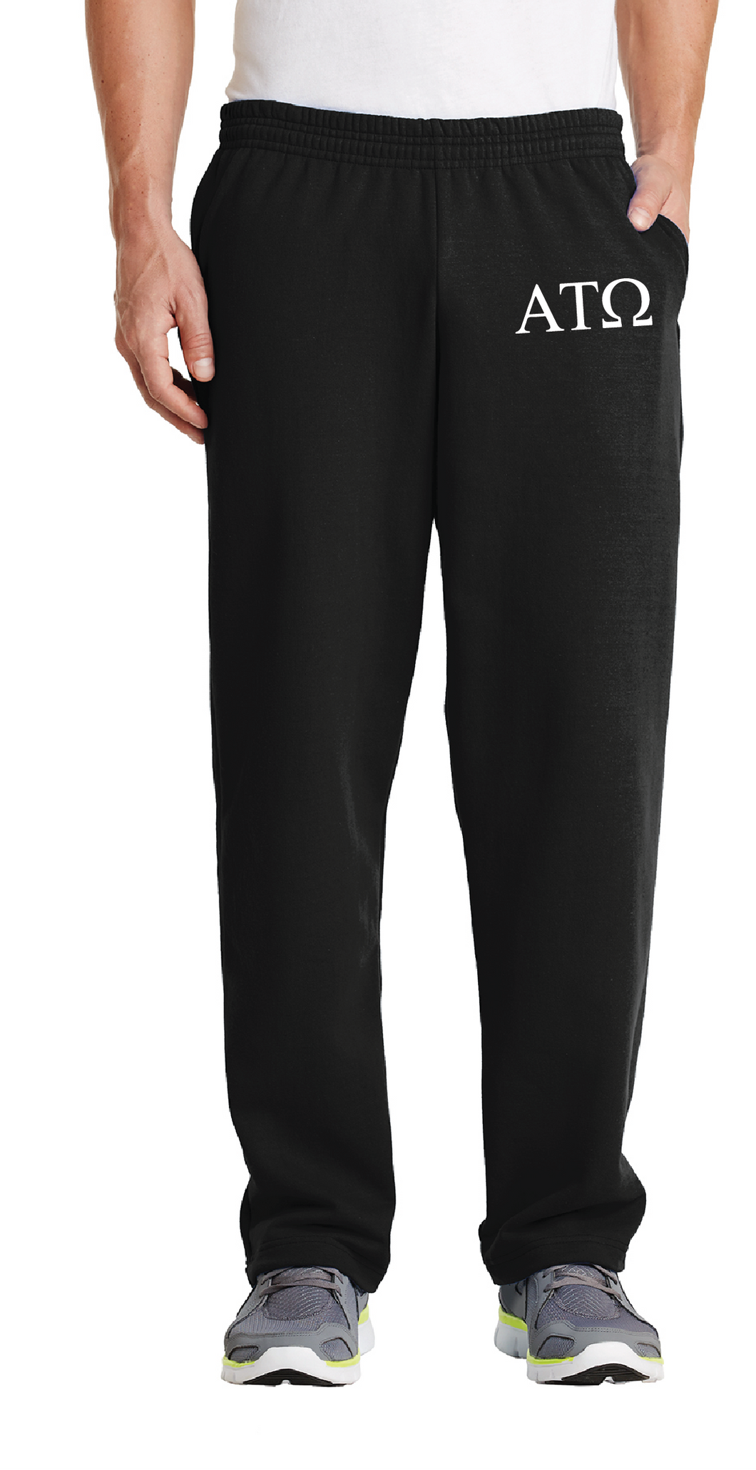 Open-Bottom Sweatpants with Pockets / Black / Greek