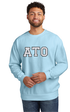 Sweetheart Comfort Colors Chenille Letters Crewneck Sweatshirt / Ice Blue / Greek