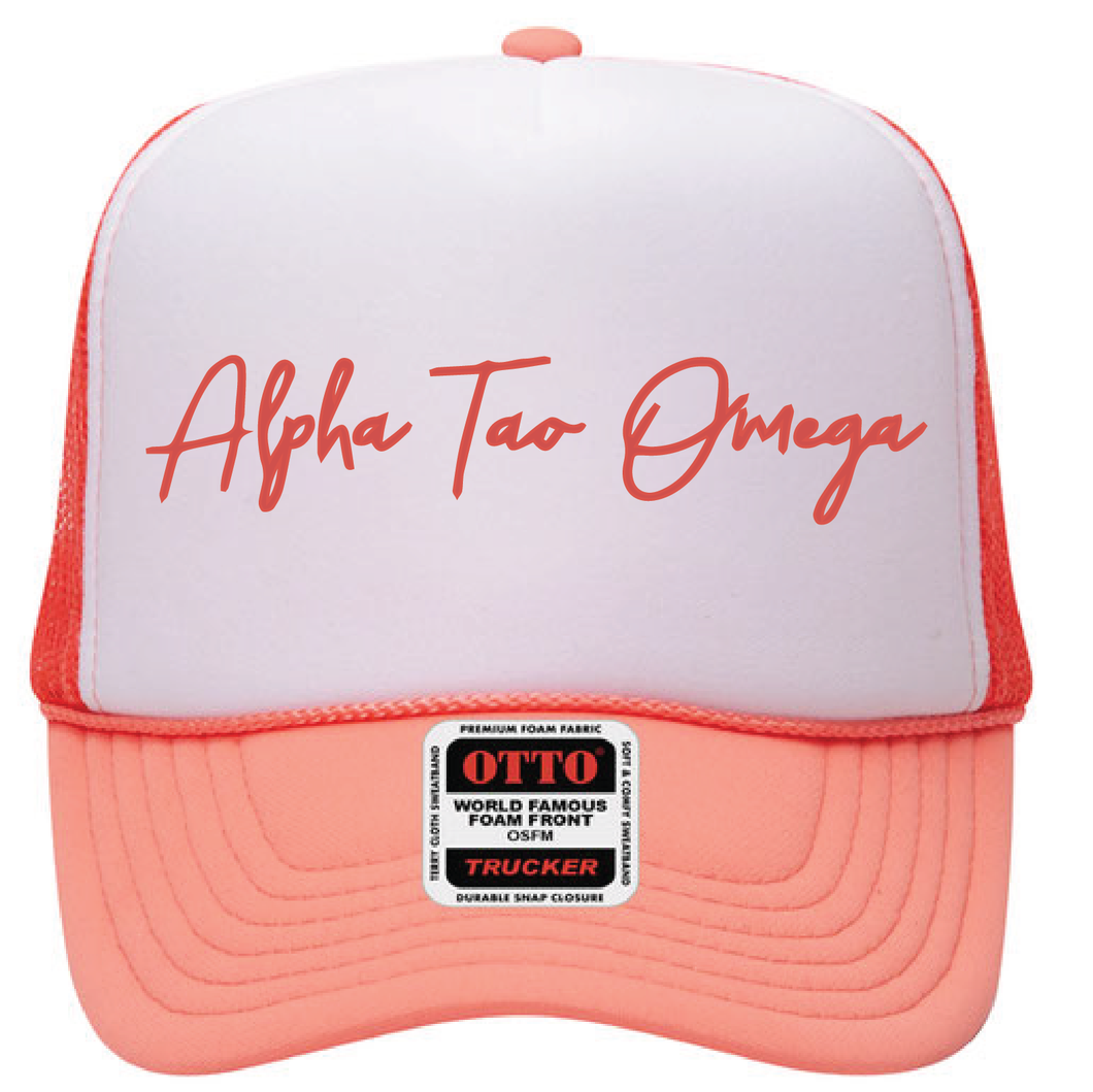 Foamie Trucker Cap  / Peach & White / Greek