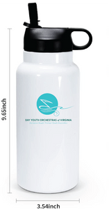 30oz Stainless Steel Water Bottle / White / Bay Youth Orchestras of Virginia