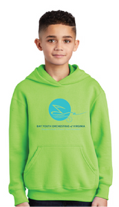 Fleece Pullover Hooded Sweatshirt (Youth & Adult) / Neon Green / Bay Youth Orchestras of Virginia