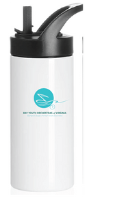 16oz Sports Kids Stainless Steel Water Bottle / White / Bay Youth Orchestras of Virginia