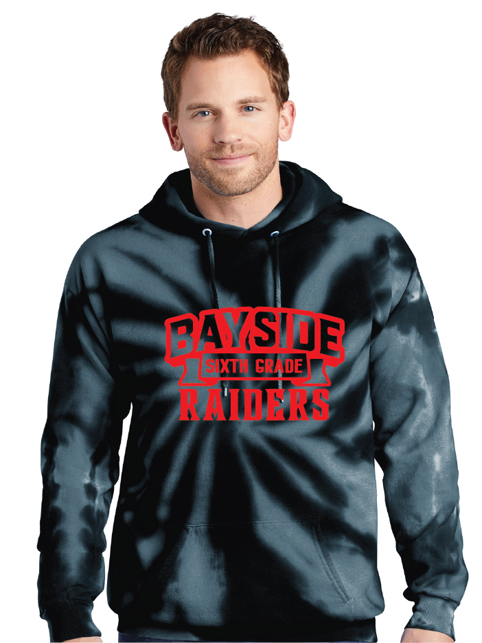 Tie-Dye Pullover Hooded Sweatshirt (Youth & Adult) / Black / Bayside Sixth Grade Campus