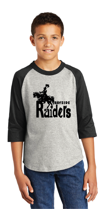 Youth Colorblock Raglan Jersey / Heather Grey/ Black / Bayside Sixth Grade Campus