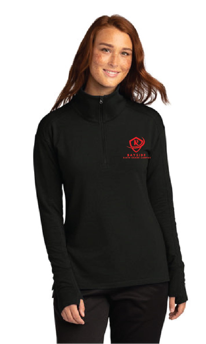 Ladies Flex Fleece 1/4-Zip / Black / Bayside Sixth Grade Campus Staff Store