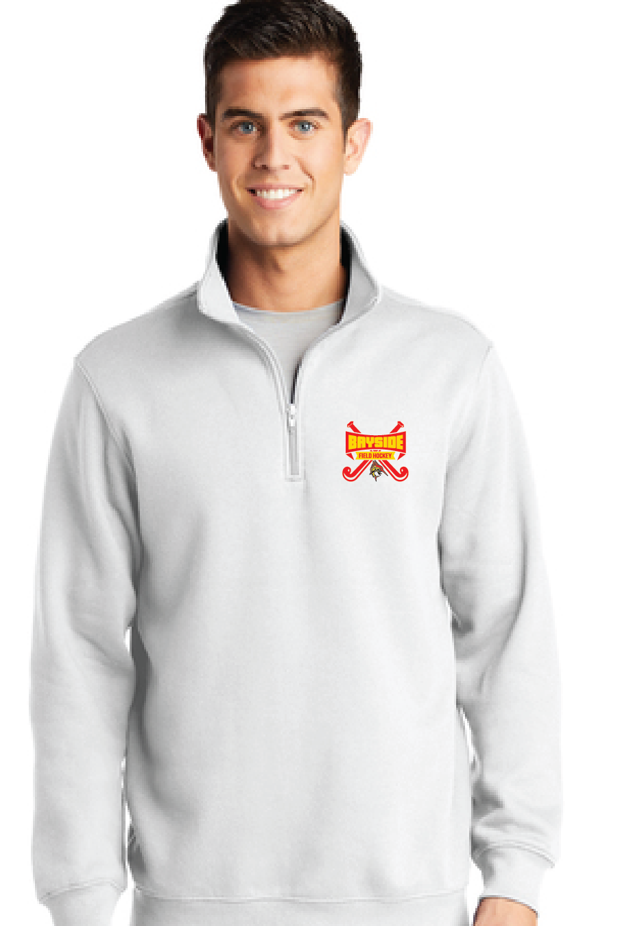 1/4-Zip Sweatshirt / White / Bayside High School Field Hockey