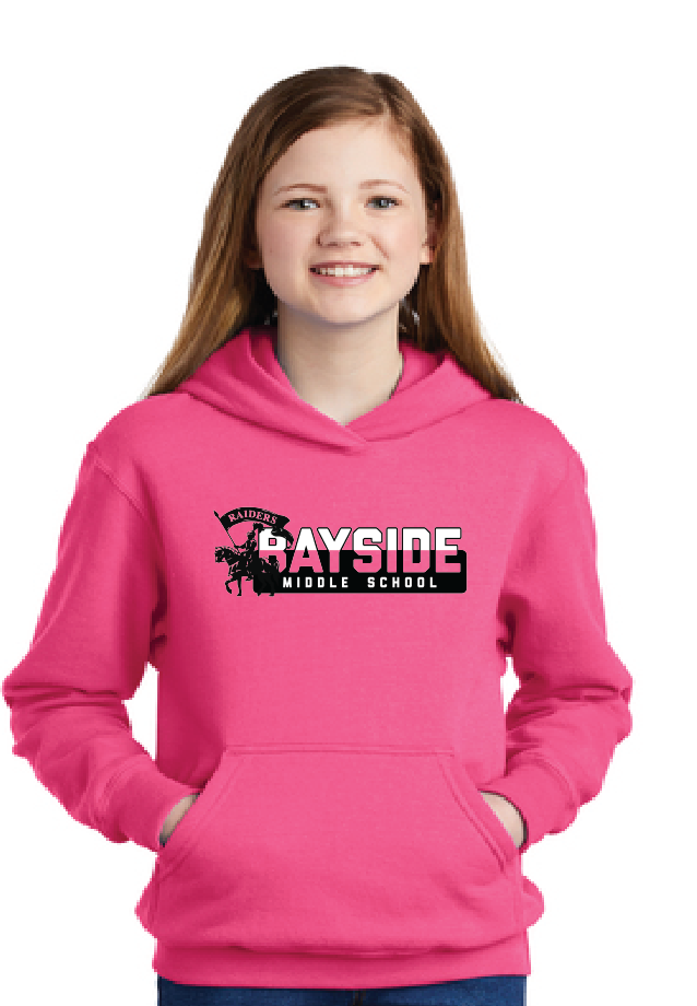 Fleece Pullover Hooded Sweatshirt (Youth & Adult) / Pink / Bayside Middle School