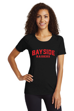 Ladies Long Sleeve Tri-Blend Wicking Scoop Neck Raglan Tee / Black / Bayside Middle School Staff