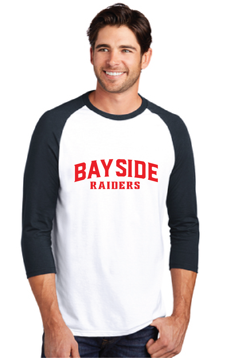 Perfect Tri 3/4-Sleeve Raglan / White Navy / Bayside Middle School Staff