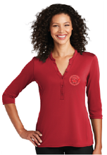 Ladies UV Choice Pique Henley / Red / Bayside Middle Staff