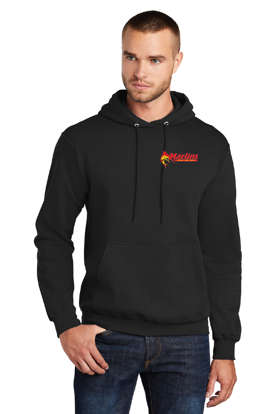 Core Fleece Pullover Hooded Sweatshirt / Black / Bayside High School Swim & Dive