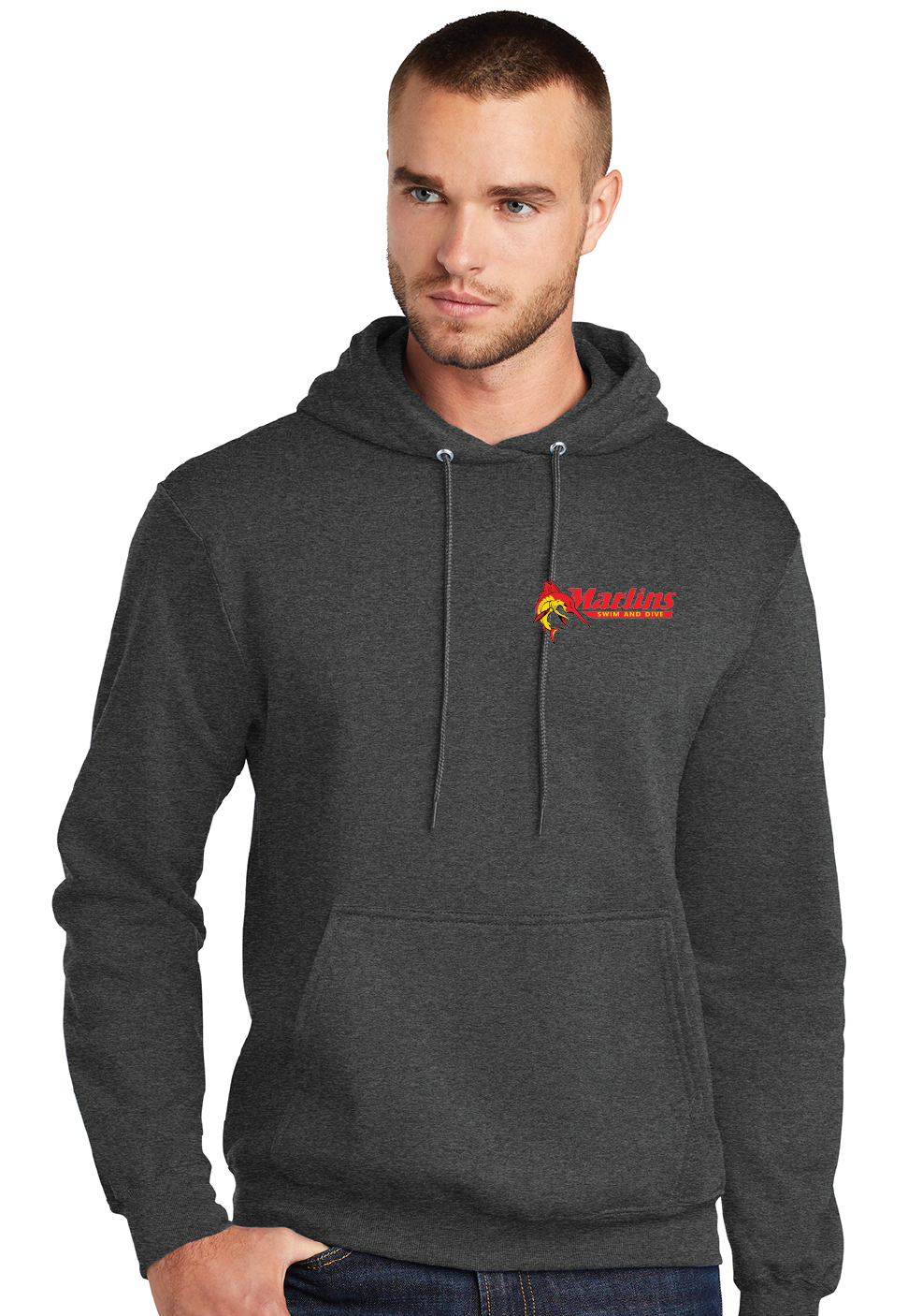 Core Fleece Pullover Hooded Sweatshirt / Charcoal / Bayside High School Swim & Dive