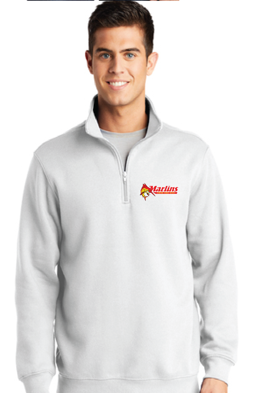 1/4-Zip Sweatshirt / White / Bayside High School Swim & Dive