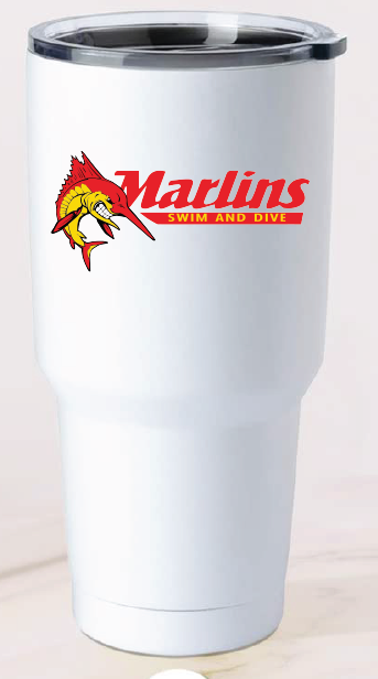 32oz Stainless Steel Tumbler / White / Bayside High School Swim & Dive