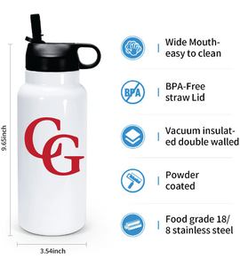 30oz Stainless Steel Water Bottle / White / Center Grove