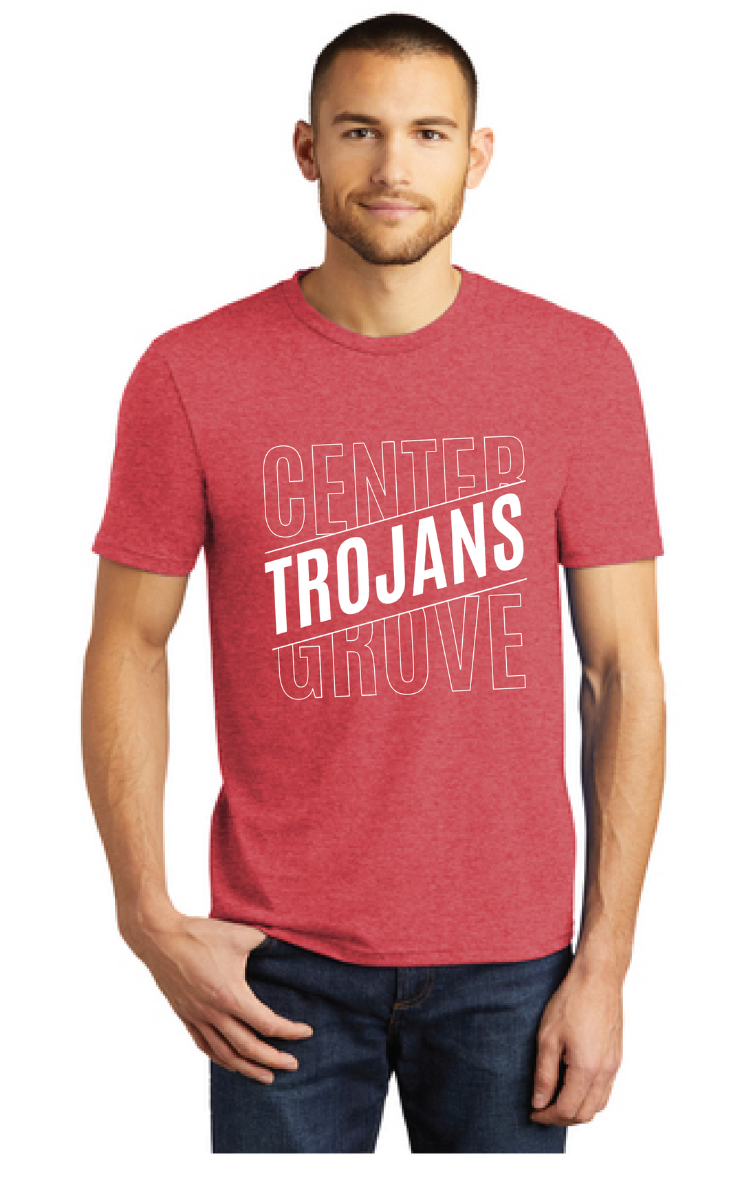 Center Grove Trojans Soft Style T-Shirt Sq (Youth & Adult) / Heather Red / Center Grove