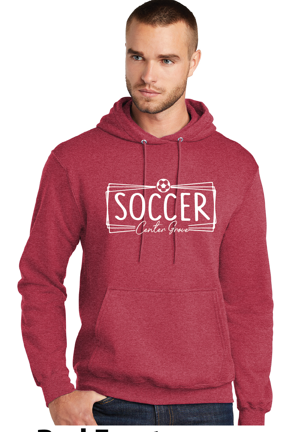 Soccer Fleece Hooded Sweatshirt / Heather Red / Center Grove Soccer