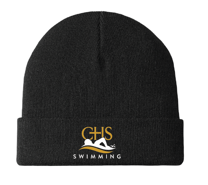 Knit Cuff Beanie / Black / Catholic High School Swimming Team