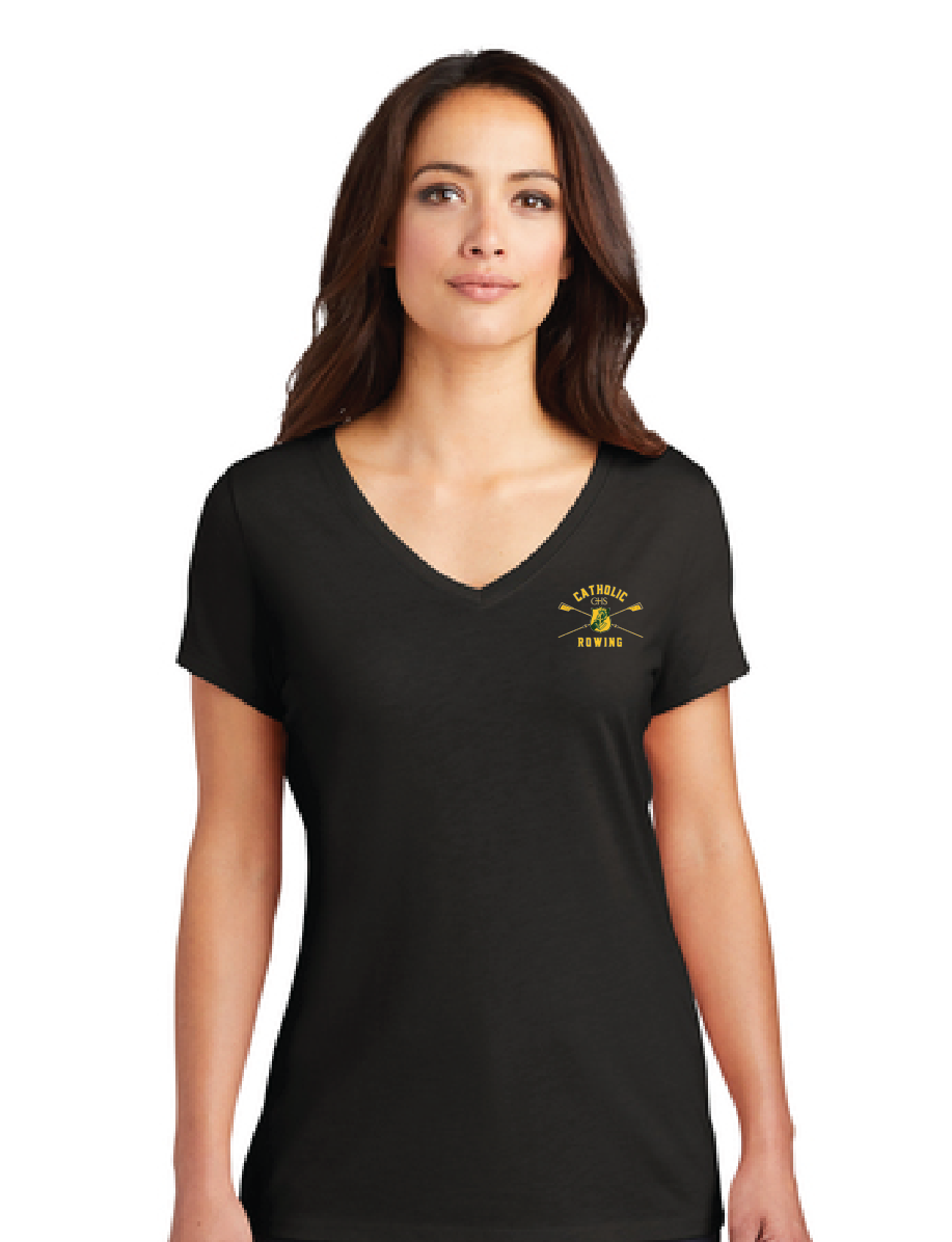 Women's Softstyle V-Neck / Black / Catholic High School Rowing Team