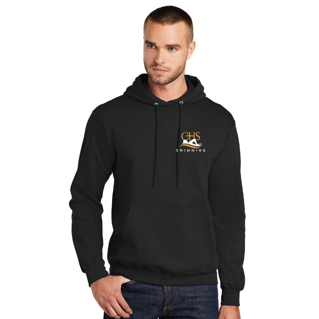 Fleece Pullover Hooded Sweatshirt / Black / Catholic High School Swimming Team