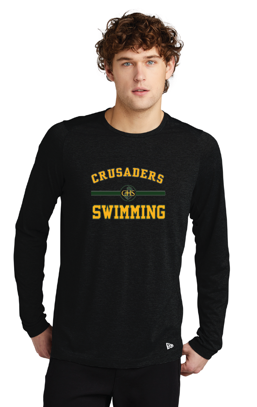 Performance Long Sleeve Crew Tee / Black / Catholic High School Swimming Team