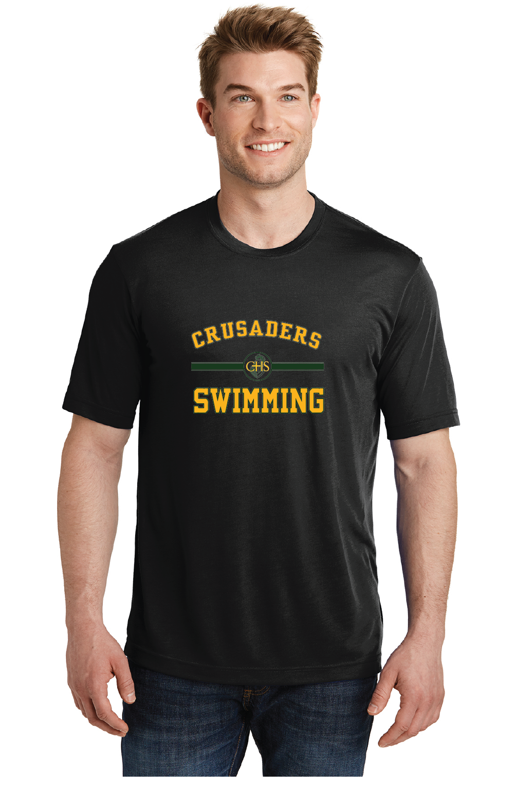 Cotton Touch Tee / Black / Catholic High School Swimming Team