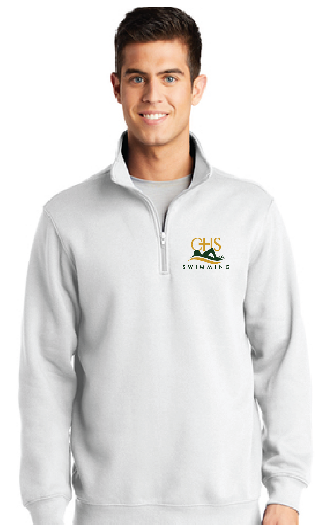 1/4-Zip Sweatshirt / White / Catholic High School Swimming Team